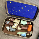 Mini Christmas Nativity Scene Ornament - Small Tabletop Holiday Decoration in Decorative Tin Case, Creative Festive Display for Desk, Shelf and Gift Giving-4