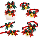 2 PCS Green Pet Christmas Bow Collar with Bell- 21-30 cm Adjustable Festive Bowtie Neck Collar for Cats and Dogs, Cute Holiday Party Decoration Accessory-4