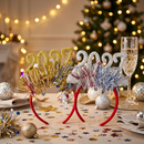 4 Pack 2027 New Year Headbands - Glitter Number Party Headbands with Metallic Tinsel and Star Confetti in Silver, Gold, Red and Green for NYE Celebrations-2