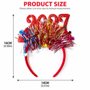 4 Pack 2027 New Year Headbands - Glitter Number Party Headbands with Metallic Tinsel and Star Confetti in Silver, Gold, Red and Green for NYE Celebrations-6