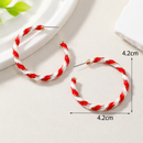 Christmas Candy Cane Hoop Earrings - 4.2cm Red and White Spiral Striped Hoop Earrings with Gold Tone Accents for Festive Parties, Holiday Outfits and Gifting-4