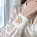 Christmas Tree Cufflinks 2 Pack - Gold Tone Pearl and Rhinestone Festive Shirt Cuff Links for Christmas Parties and Holiday Outfits-2