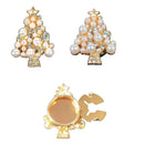 Christmas Tree Cufflinks 2 Pack - Gold Tone Pearl and Rhinestone Festive Shirt Cuff Links for Christmas Parties and Holiday Outfits-5