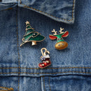 3 Piece Red Green Enamel Christmas Brooch Pins Set - Gold Alloy Festive Lapel Badges with Christmas Hat, Candy Cane and Santa Claus Design, Holiday Jewellery for Suits, Jackets, Bags and Gifts-2