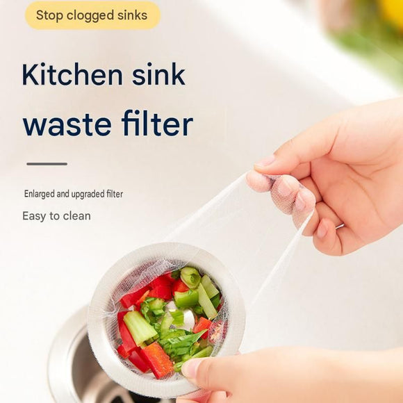 100 Pack Disposable Sink Strainer Bags - Stretchable Polyester Mesh Drain Filter for Kitchen Waste - Prevents Clogs, Easy Mess Free Cleanup, Fits Standard Sink Baskets