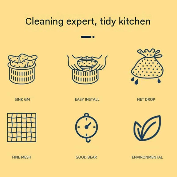 100 Pack Disposable Sink Strainer Bags - Stretchable Polyester Mesh Drain Filter for Kitchen Waste - Prevents Clogs, Easy Mess Free Cleanup, Fits Standard Sink Baskets