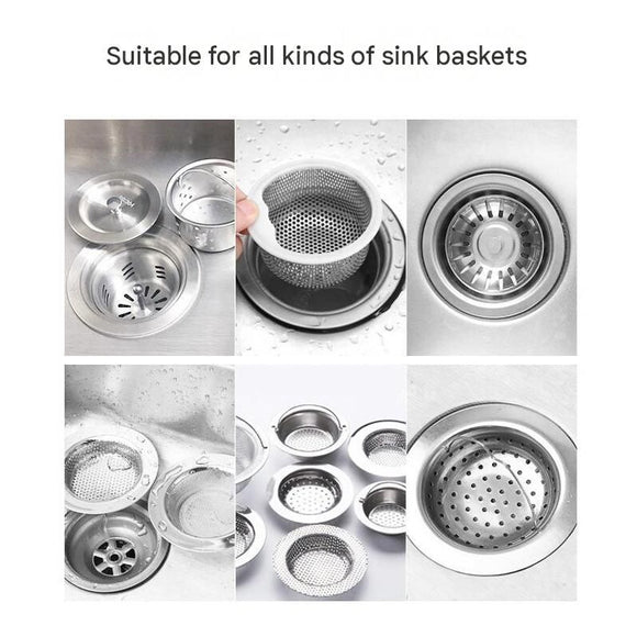 100 Pack Disposable Sink Strainer Bags - Stretchable Polyester Mesh Drain Filter for Kitchen Waste - Prevents Clogs, Easy Mess Free Cleanup, Fits Standard Sink Baskets