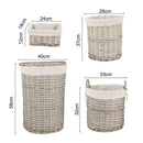 4 Piece Wicker  Storage Baskets With Liner Set-5