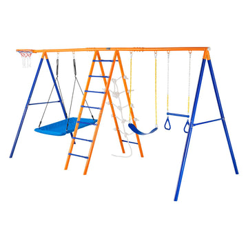 Swing Sets for Backyard 6 in 1 Swing Set 440lbs Capacity Metal Swingset