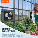 VEVOR Shutter Exhaust Fan, 305 mm /12 inch with Temperature Humidity Controller, EC-motor, 904 CFM, Variable Speed Adjustable Wall Mount Attic Fan, Ventilation and Cooling for Greenhouses, Garages, Sheds-2