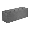Foldable Storage Ottoman Bench, End of Bed Bench with Side Bags, Folding Upholstered Storage Chest Supports 660 lbs, Linen Bed Ottoman with Large Space for Living Room, Bedroom, Entryway, Grey-9