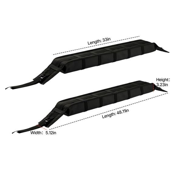Soft Roof Rack Pads 33in 176lbs Load Capacity for Kayak Canoe Surfboard Luggage