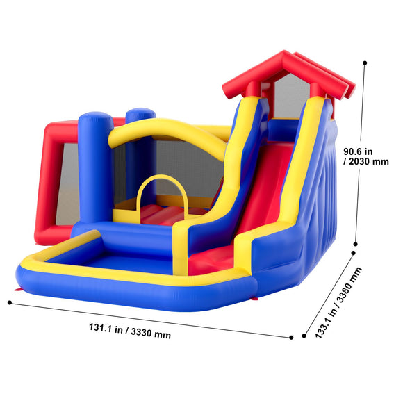 Inflatable Bounce House, Outdoor High Quality Playhouse Trampoline, Jumping Bouncer with Blower, Slide, and Storage Bag, Family Backyard Bouncy Castle, for Kid Ages 3_8 Years, 3.3x3x2.3m