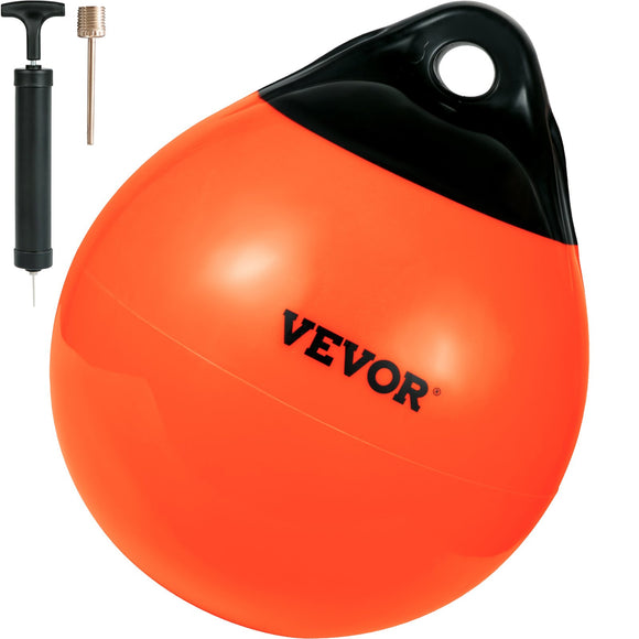 VEVOR Boat Buoy Balls, 15\" Diameter Inflatable Heavy-Duty Marine-Grade PVC Marker Buoys, Round Boat Mooring Buoys, Anchoring, Rafting, Marking, Fishing, Orange