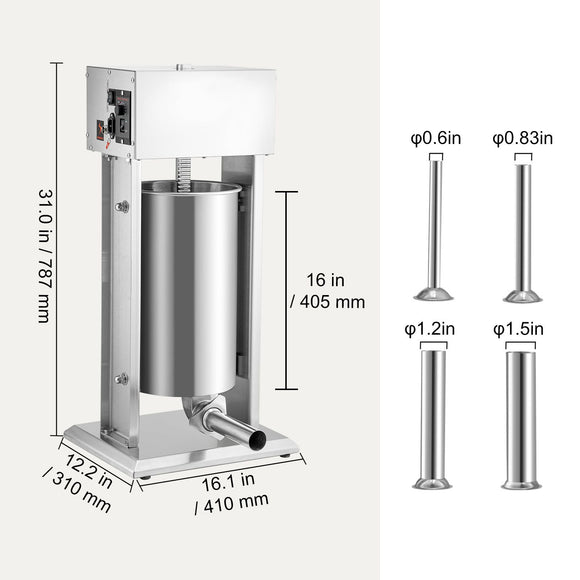 Electric Sausage Stuffer 15L Variable Speed Sausage Maker Stainless Steel