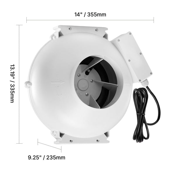 4" to 4.5" Radon Mitigation Fan System Quiet 380CFM Inline Duct Waterproof