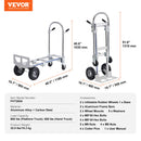 VEVOR Aluminum Hand Truck, 2 in 1, 363 kg Max Load Capacity, Heavy Duty Industrial Convertible Folding Hand Truck and Dolly, Utility Cart Converts from Hand Truck to Platform Cart with Rubber Wheels-7