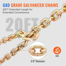 Ratchet Chain Binder 3/8"-1/2" Load Binders 12000 lbs w/ G80 Chains 4 Pcs-3