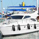 VEVOR Boat Fenders, 10" x 28" Ribbed Fender, 4 Pack Boat Bumpers, Hole Through Middle Ribbed Inflatable Boat Fender with 4 Ropes, for Pontoon Boat Sailboat, Ski Boat, Black-8