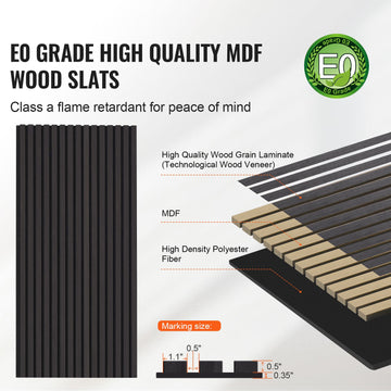 Wood Slat Acoustic Panels 23.6 x 47.2 inch for Modern Wall Decor Black Oak - 0