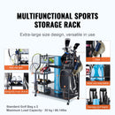 Golf Storage Garage Organizer, 2 Golf Bag Stand Holder and Other Sports Equipment Storage Rack, Rolling Ball Cart on Wheels, Outdoor Sport Gear and Toy Storage with Baskets & Hooks, Steel, Black-2