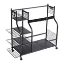 VEVOR Golf Storage Garage Organizer, 2 Golf Bag Stand Holder and Other Sports Equipment Storage Rack, Rolling Ball Cart on Wheels, Outdoor Sport Gear and Toy Storage with Baskets & Hooks, Steel, Black-1