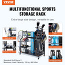 VEVOR Golf Storage Garage Organizer, 2 Golf Bag Stand Holder and Other Sports Equipment Storage Rack, Rolling Ball Cart on Wheels, Outdoor Sport Gear and Toy Storage with Baskets & Hooks, Steel, Black-2