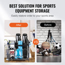 VEVOR Golf Storage Garage Organizer, 2 Golf Bag Stand Holder and Other Sports Equipment Storage Rack, Rolling Ball Cart on Wheels, Outdoor Sport Gear and Toy Storage with Baskets & Hooks, Steel, Black-3