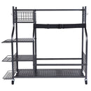 VEVOR Golf Storage Garage Organizer, 2 Golf Bag Stand Holder and Other Sports Equipment Storage Rack, Rolling Ball Cart on Wheels, Outdoor Sport Gear and Toy Storage with Baskets & Hooks, Steel, Black-10
