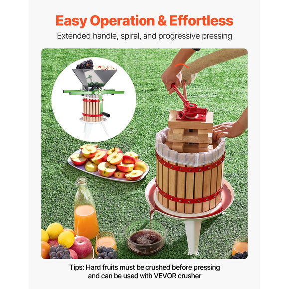 Fruit Wine Press Manual Press for Wine Making 3.2 Gal/12L Wood Basket