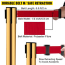 VEVOR Stanchion Post Barriers 6-Set Line Dividers, Stainless Steel Stanchions with 6.6 Red Retractable Belts, Stanchions with One Sign Frame, 34.6 Queue Safety Stanchions (Gold)-4