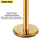 VEVOR Stanchion Post Barriers 6-Set Line Dividers, Stainless Steel Stanchions with 6.6 Red Retractable Belts, Stanchions with One Sign Frame, 34.6 Queue Safety Stanchions (Gold)-6