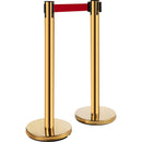 VEVOR Stanchion Post Barriers 6-Set Line Dividers, Stainless Steel Stanchions with 6.6 Red Retractable Belts, Stanchions with One Sign Frame, 34.6 Queue Safety Stanchions (Gold)-10