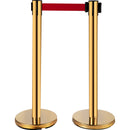 VEVOR Stanchion Post Barriers 6-Set Line Dividers, Stainless Steel Stanchions with 6.6 Red Retractable Belts, Stanchions with One Sign Frame, 34.6 Queue Safety Stanchions (Gold)-11