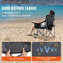 Camping Folding Chair for Adults, Portable Heavy Duty Outdoor Quad Lumbar Back Padded Arm Chairs with Side Pockets, Cup Holder and Cooler Bag for Beach, Lawn, Picnic, Fishing, Backpacking, Black-2