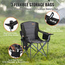 VEVOR Camping Folding Chair for Adults, Portable Heavy Duty Outdoor Quad Lumbar Back Padded Arm Chairs with Side Pockets, Cup Holder and Cooler Bag for Beach, Lawn, Picnic, Fishing, Backpacking, Black-5