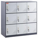 VEVOR 9 Doors Metal Storage Cabinet Employees Steel Storage Cabinet Office Gray-10