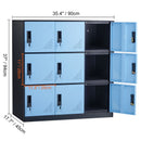9 Doors Metal Storage Cabinet Employees Steel Storage Cabinet Office Black-8