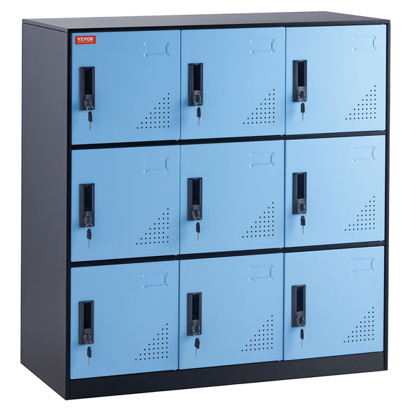 VEVOR 9 Doors Metal Storage Cabinet Employees Steel Storage Cabinet Office Black