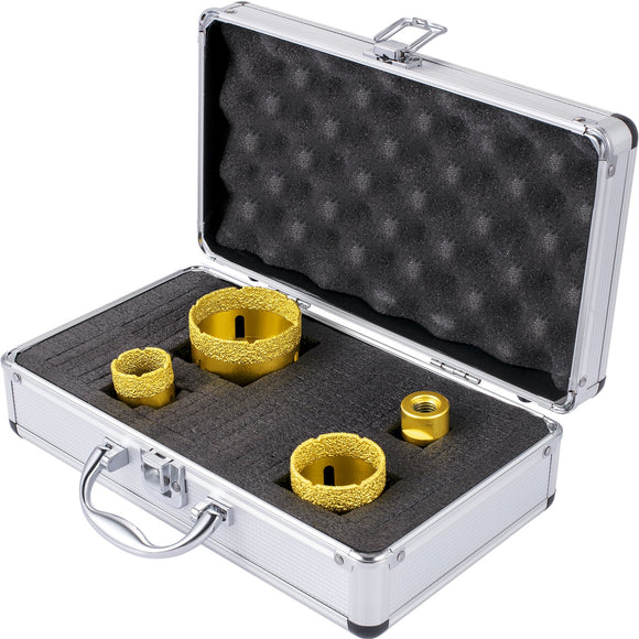 VEVOR Diamond Drill Bits 4PCS Diamond Hole Saw 25/35/50/68mm Tile Hole Saw Kit Vacuum Brazed Diamond Drill Bit 0.59in/15mm Segment Tile Hole Saw w Storage Case for Tile Ceramic Porcelain Marble Stone