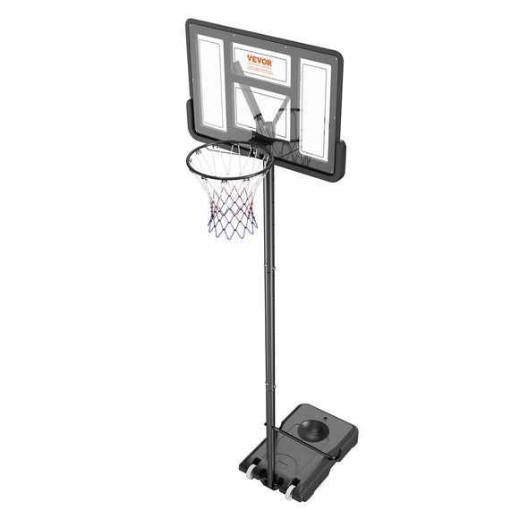 VEVOR Basketball Hoop, 4-10 ft Adjustable Height Portable Backboard System, 44 inch Basketball Hoop & Goal, Kids & Adults Basketball Set with Wheels, Stand, and Fillable Base, for Outdoor/Indoor