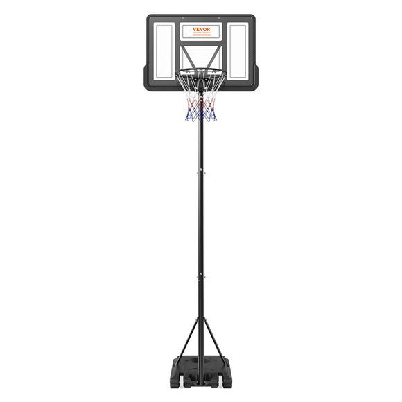 VEVOR Basketball Hoop, 4-10 ft Adjustable Height Portable Backboard System, 44 inch Basketball Hoop & Goal, Kids & Adults Basketball Set with Wheels, Stand, and Fillable Base, for Outdoor/Indoor