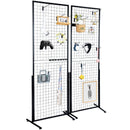 VEVOR 2' x 5.6' Grid Wall Panels Tower, 2 Packs Wire Gridwall Display Racks with T-Base Floorstanding, Double Side Gridwall Panels for Art Craft Shows, Retail Display with Extra Clips and Hooks-1