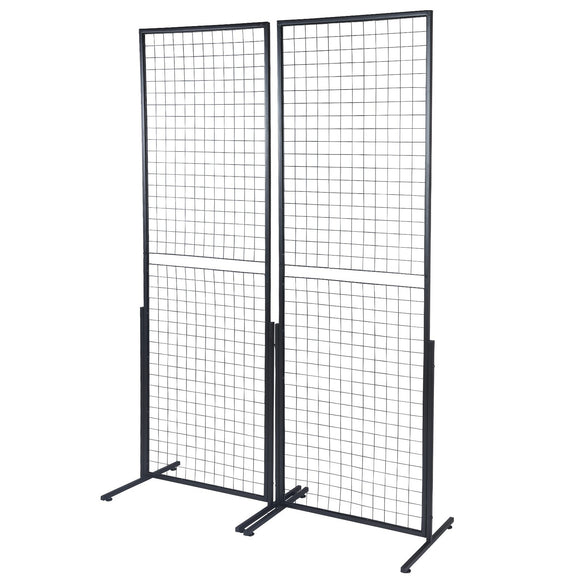 VEVOR 2' x 5.6' Grid Wall Panels Tower, 2 Packs Wire Gridwall Display Racks with T-Base Floorstanding, Double Side Gridwall Panels for Art Craft Shows, Retail Display with Extra Clips and Hooks