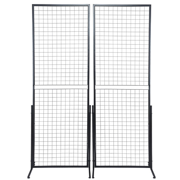 VEVOR 2' x 5.6' Grid Wall Panels Tower, 2 Packs Wire Gridwall Display Racks with T-Base Floorstanding, Double Side Gridwall Panels for Art Craft Shows, Retail Display with Extra Clips and Hooks