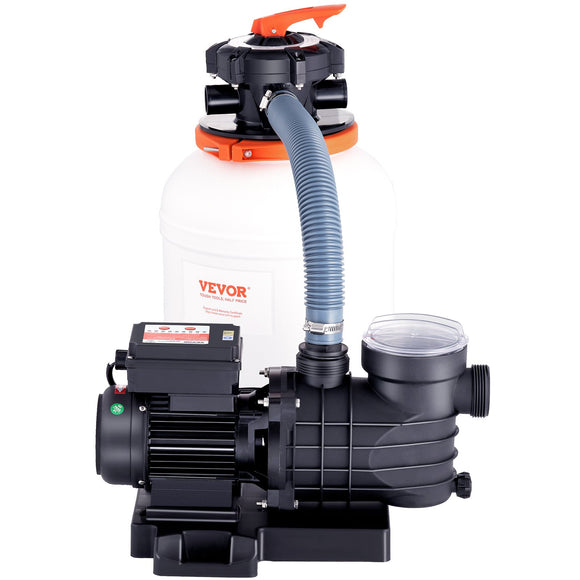 VEVOR Sand Filter Above Ground with 285W Pool Pump 10,000 L/H Flow 6-Way Valve