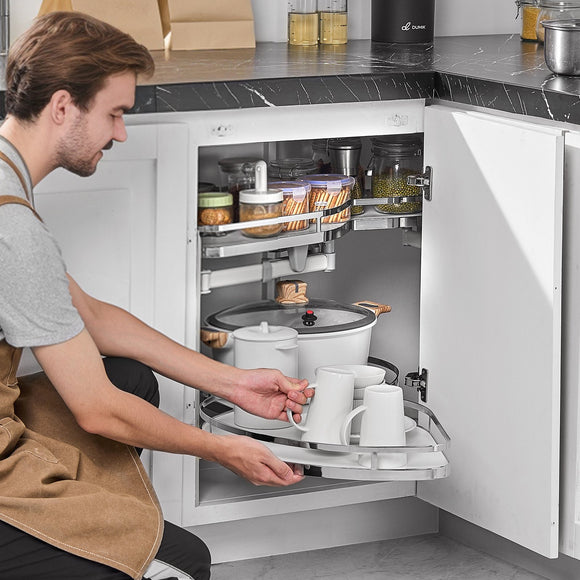 VEVOR Swing Left Blind Corner Cabinet, Pull Out Organizer for 36 inch Width Blind Cabinet, 2 Tier Height Adjustable Swing Tray, Soft Close Kitchen Cloud Blind Organizer, Left Open