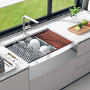 VEVOR Farmhouse Kitchen Sink, 304 Stainless Steel Drop-In Sinks, Top Mount Single Bowl Basin with Ledge & Accessories, Household Dishwasher Sinks for Workstation, Prep Kitchen, and Bar Sink, 36 inch-8