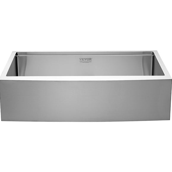 VEVOR Farmhouse Kitchen Sink, 304 Stainless Steel Drop-In Sinks, Top Mount Single Bowl Basin with Ledge & Accessories, Household Dishwasher Sinks for Workstation, Prep Kitchen, and Bar Sink, 36 inch