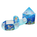 VEVOR 3 in 1 Kids Play Tent with Tunnel, Basketball Hoop for Boys, Girls, Babies and Toddlers, Indoor/Outdoor Pop Up Playhouse with Carrying Bag & Banding Straps Birthday Gifts, Blue Ocean-1